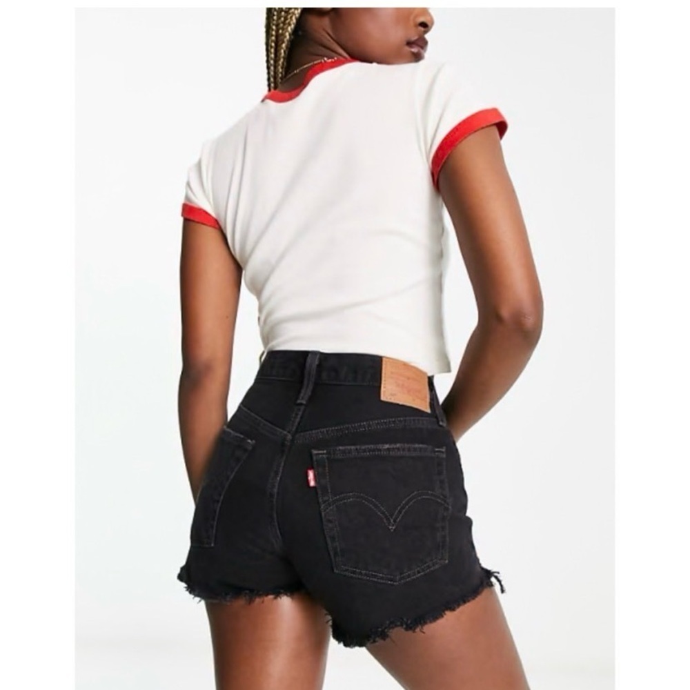 LEVI’S 501 Black Ripped Jean Shorts - Picture 8 of 12